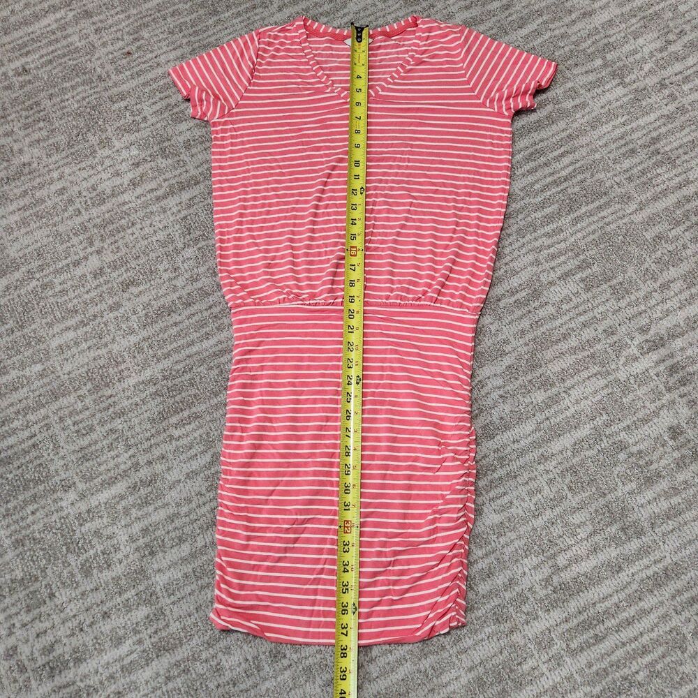Joules Candice ruched t-shirt dress bodycon pink white size 6 ladies - Picture 4 of 12